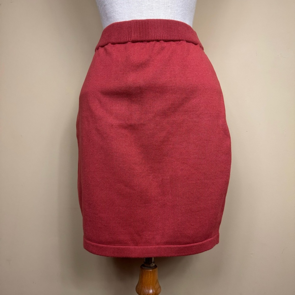 Fashion Elegant Puff Sleeve Knit Skirt Set in Rust Size Small - Picture 8 of 14